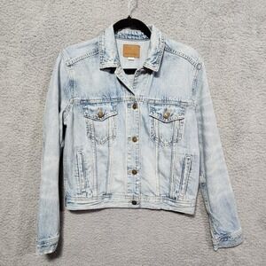 American Eagle Light Washed Denim Jacket Distressed Size Small‎ Blue Jean